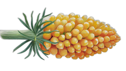 Realistic illustration of fresh, ripe lupine, emphasizing its smooth texture and vibrant color, against a clean white background for a fresh and minimalistic aesthetic.