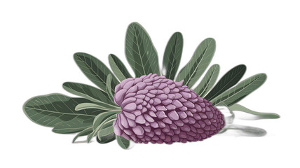 Realistic illustration of fresh, ripe lupine, emphasizing its smooth texture and vibrant color, against a clean white background for a fresh and minimalistic aesthetic.