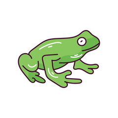 Frog doodle color line icon with white background vector stock illustration