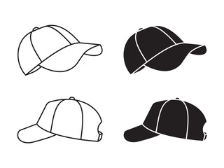  set of baseball hat icon