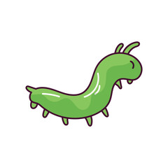 Fototapeta premium Caterpillar doodle color line icon with white background vector stock illustration