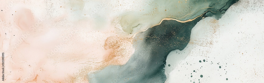 Aufkleber organic abstract artwork showcasing soothing shades blending harmoniously on a textured canvas in a 