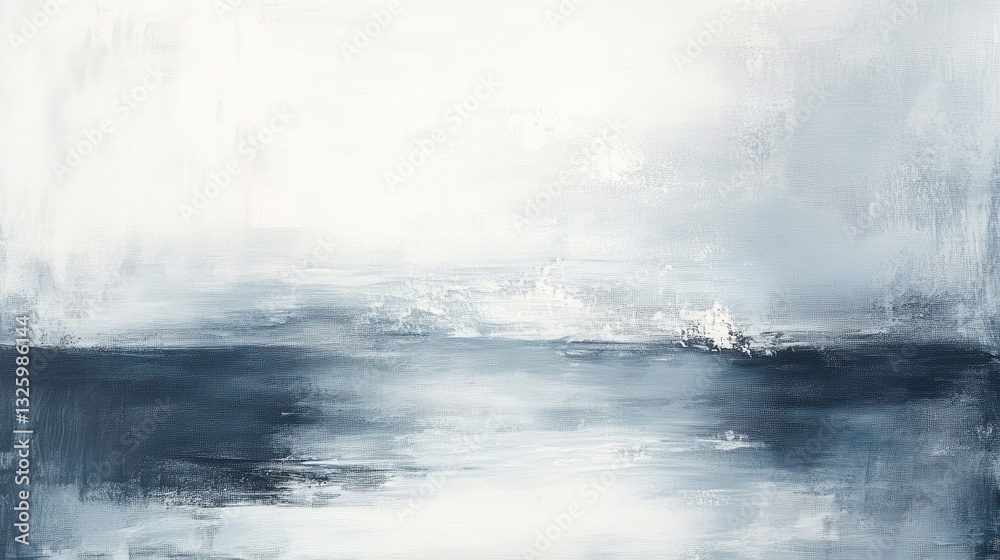 Aufkleber Abstract canvas artwork showcasing subtle tones of white and gray with minimal details and a calming, serene atmosphere