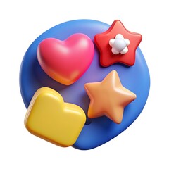 A Playful Collection Of Hearts And Stars Celebrating Joy And Positivity On A Vibrant Blue Backdrop With Smooth 3d Textures