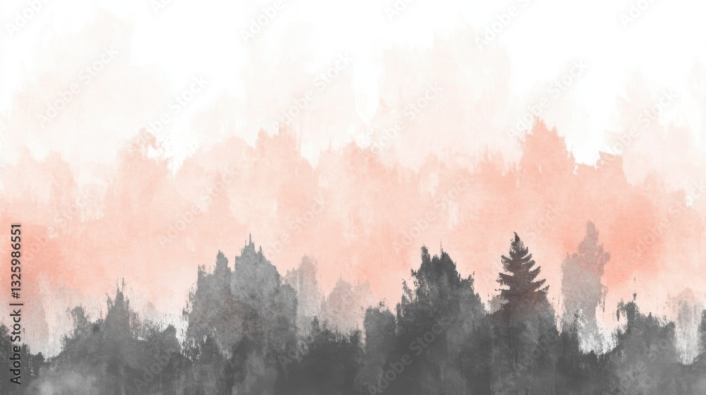 Leinwandbilder Gradient abstract pencil strokes in jagged patterns create a serene landscape filled with delicate hues and soft textures