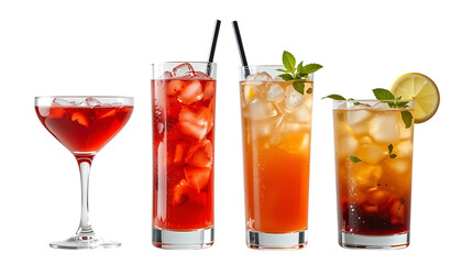 assorted refreshing cocktails served in elegant glasses on png