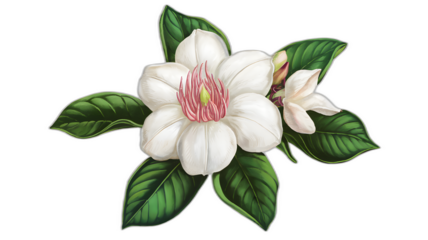 Realistic illustration of fresh, ripe gardenia, emphasizing its smooth texture and vibrant color, against a clean white background for a fresh and minimalistic aesthetic.