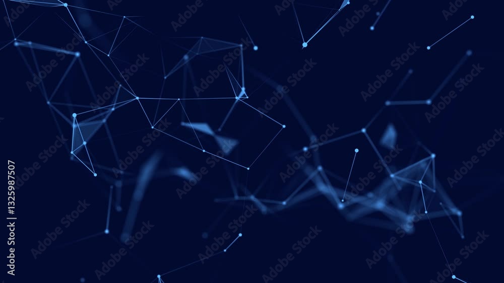 Aufkleber Abstract digital connection moving dots and lines. Technology background. Network connection structure. Plexus effect. 3d Seamless loop. 4K