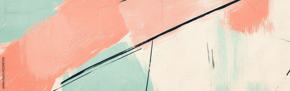 Aufkleber pastel mint and coral pencil strokes create a subtle abstract background full of texture and movemen