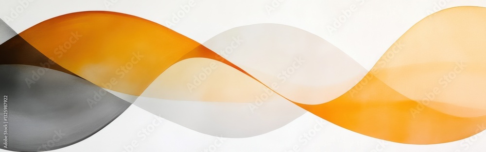 Poster Muted amber and gray arcs blending harmoniously on a smooth surface to create an elegant abstract design