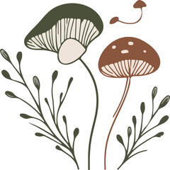 Mushroom and Foliage Illustration