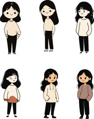 Cartoon Girls in Casual Outfits