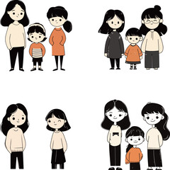 Cartoon Families Illustration