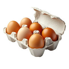 Six Fresh Brown Eggs in Cardboard Carton Natural Light Food Farm Meal Rural Image Photo Recipe      