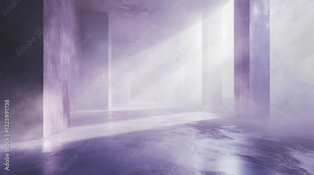 Leinwandbilder Soft lavender and gray abstract space with gentle light and mist creating a tranquil atmosphere