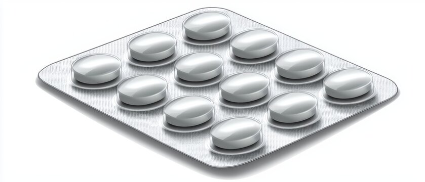 Medicine pill blister pack display sterile white background high fidelity image clinical environment top view pharmaceutical concept