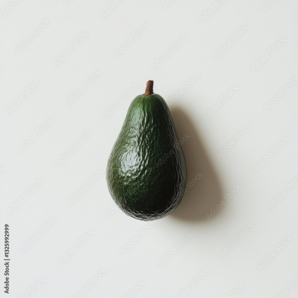 Poster ripe avocado with smooth skin resting on a light surface in a kitchen setting during daytime