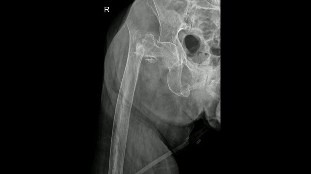 Hip Fracture X-Ray Demonstrating Femoral Neck Break