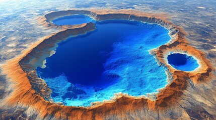 Vibrant Blue Lake in Meteor Crater Landscape
