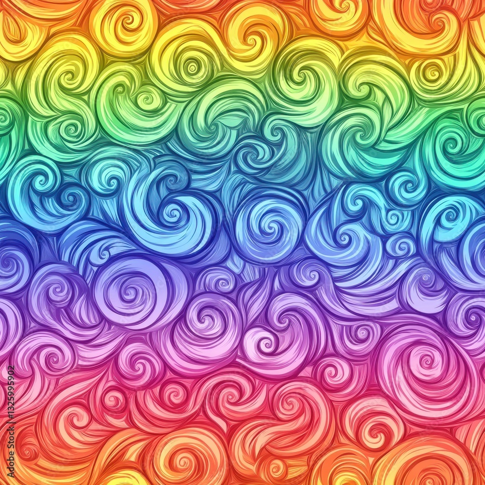 Poster colorful swirls create a vibrant watercolor doodle in a joyful abstract pattern