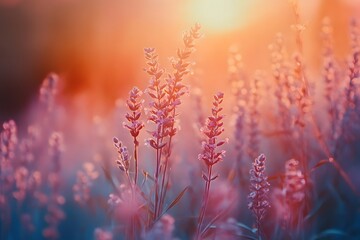 sunset in the grass, Generative AI	