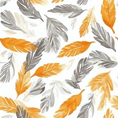 Fototapeta premium Colorful watercolor leaves create a cheerful autumn-themed doodle pattern for creative projects