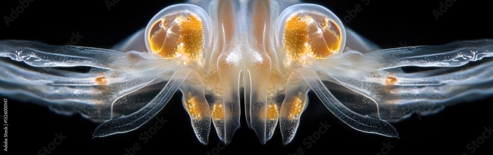 Poster Exploring the intricate features of a jellyfish's face-like structure under macro photography