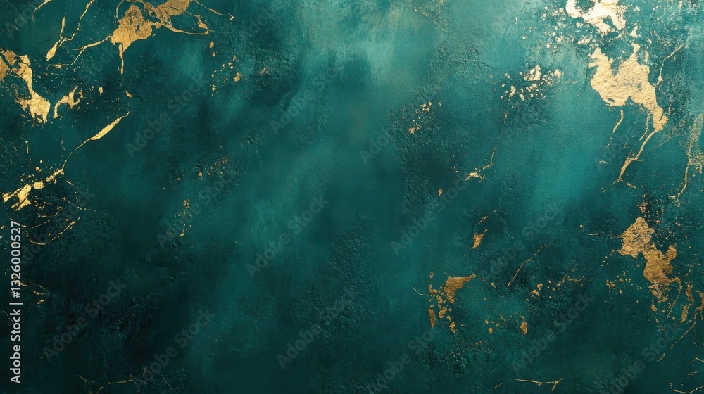 Poster Luxurious emerald green textured background with hints of gold accents for creative projects and elegant designs