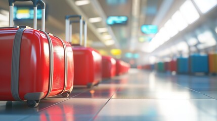 Suitcases ready for adventure in a bustling terminal, capturing the essence of travel and exploration