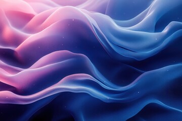 Fototapeta premium Abstract Close-up of Fabric Waves Pink, Blue Gradient Texture Background - Smooth, Elegant, Dreamy Design