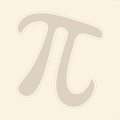Soft Beige Pi Symbol with Subtle Outlines Minimalist Math Vector Illustration