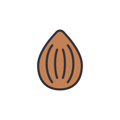 Almond colored icons, minimalist vector illustration ,simple transparent graphic element .Isolated on white background