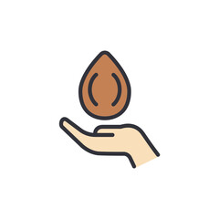 Almond colored icons, minimalist vector illustration ,simple transparent graphic element .Isolated on white background