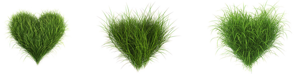 Love grass isolated on transparent background, PNG, Set of