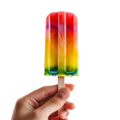 Rainbow Popsicle: Delicious Summer Treat! isolated on transparent background