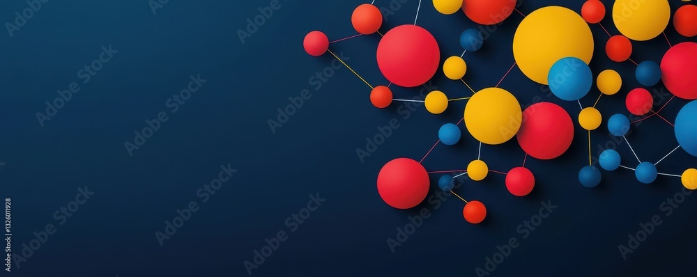 Poster a vibrant abstract design featuring colorful circles against a dark background, suggesting a modern 