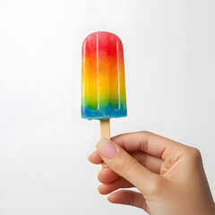 Rainbow Popsicle: Summer Treat, Frozen Dessert isolated on transparent background