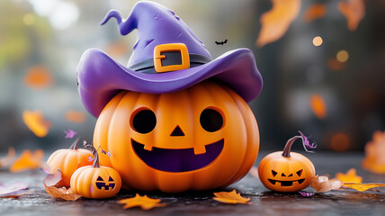 Fototapeta premium halloween jack o lantern with pumpkin