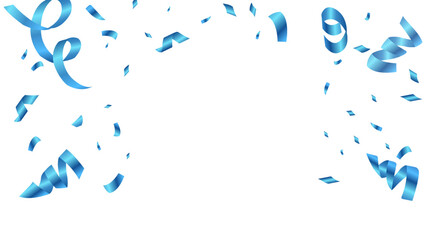 blue confetti and ribbon background vector