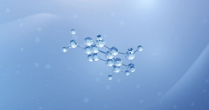 Caffeine rotating molecular structure, 3d model of cns stimulant