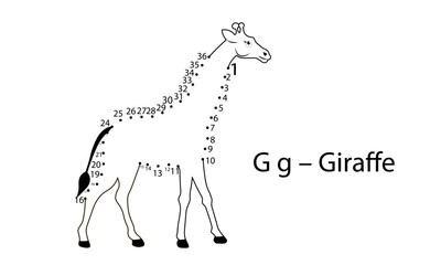 giraffe vector illustration ABC Connect the Dots Coloring Pages – Fun & Educational Printable Activity for Kids