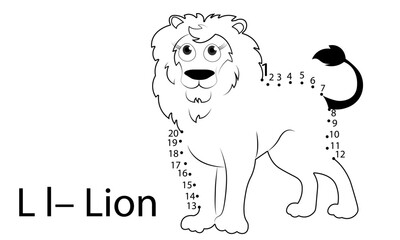 vector illustration of a lion ABC Connect the Dots Coloring Pages – Fun & Educational Printable Activity for Kids