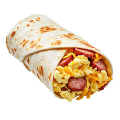 Delicious breakfast burrito filled with sausage, eggs, and cheese. Perfect for a quick and satisfying meal.