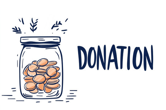 Modern concept of philanthropy illustrated with simple donation jar design for charity awareness