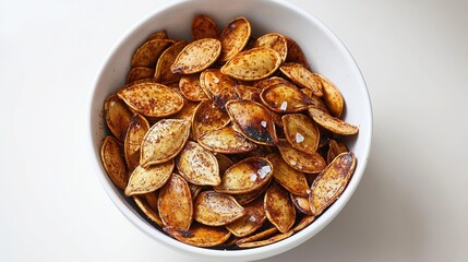 Obraz premium Roasted Pumpkin Seeds with Spices and Salt in Bowl