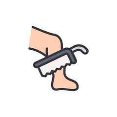 Cutting leg colored icons, minimalist vector illustration ,simple transparent graphic element .Isolated on white background