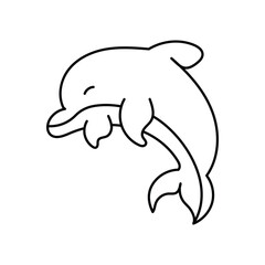 Dolphin doodle line icon with white background vector stock illustration