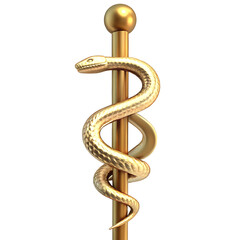 Obraz premium Caduceus Medical Symbol Icon, sleek design featuring intertwined snakes and wings, set against a minimalist white background PNG. GENERATIVE AI