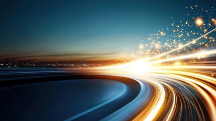 Obraz premium Abstract Light Trails or Lines Flowing light trails against a dark background, creating a sense of movement, speed, and futuristic technology.