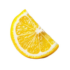 A juicy lemon wedge on a transparent background. Perfect for adding a citrusy touch to your designs.
